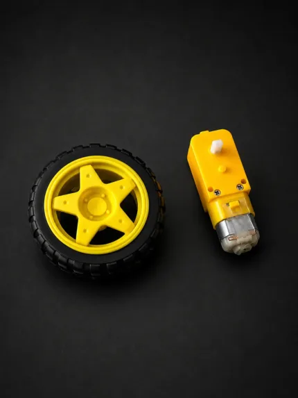100 RPM BO motor straight + 65mm Rubber Wheel Combo